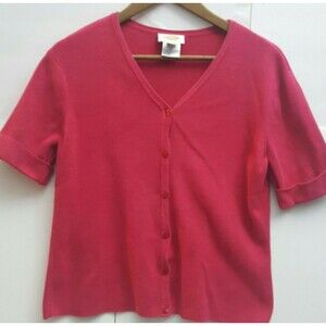 Talbots Rose V Neck Button Up Sweater med cotton Hong Kong